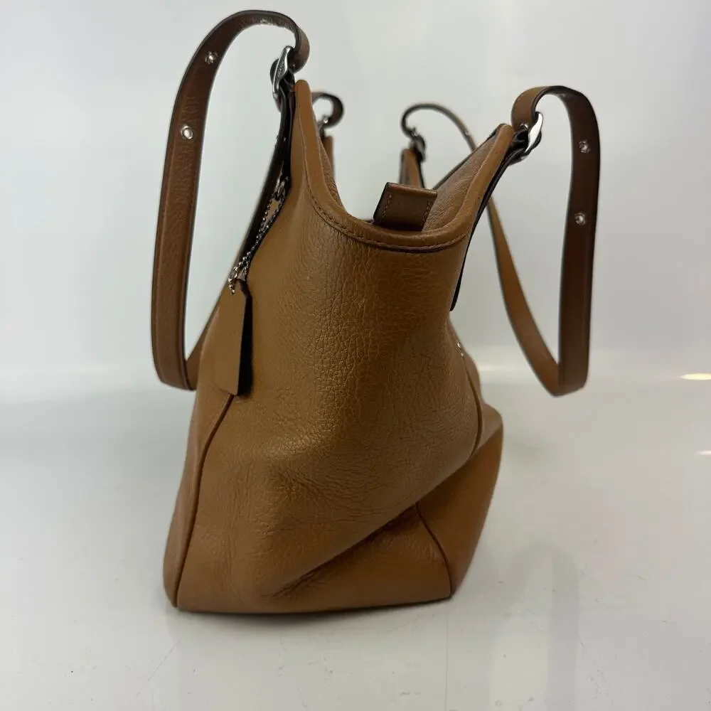 COACH CM074 Meadow Bag Tote Shoulder Bag Pebbled Brown Leather Purse Dual Straps - Picture 4 of 16